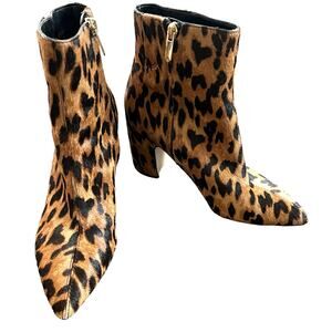Sam Edelman Leopard Print Calf Hair Hilty Ankle Boots Booties 7